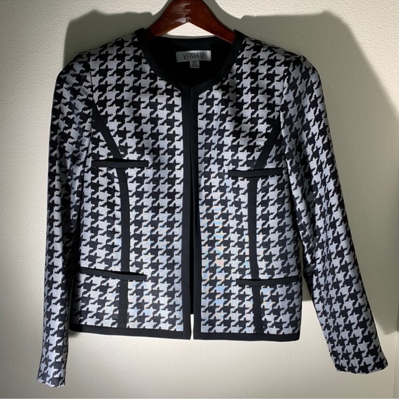 Kasper Women's Houndstooth
Gray Black blazer Jacket Size 10P - Picture 1 of 3